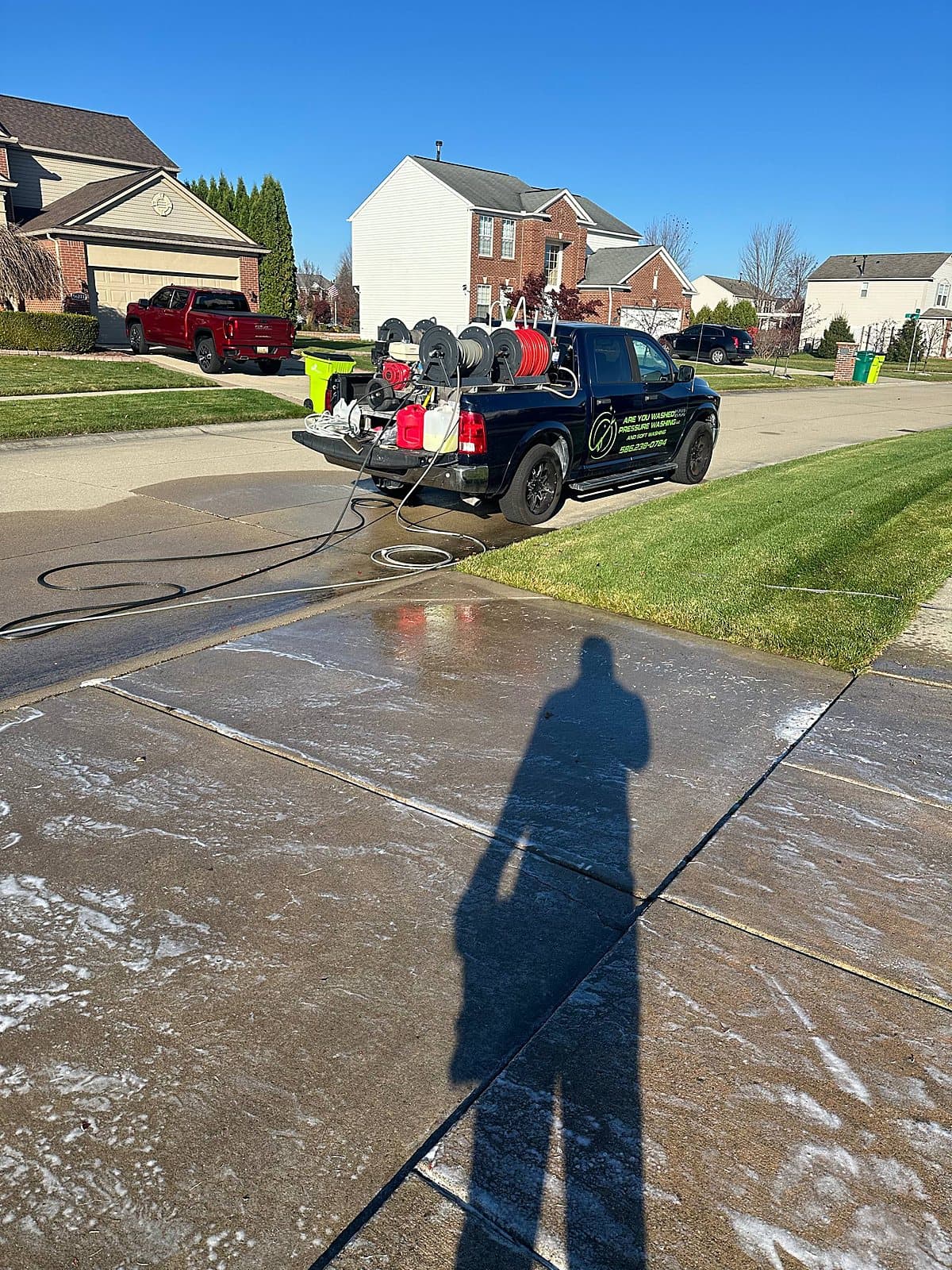Are You Washed truck and rig set up for a driveway wash in Macomb, MI